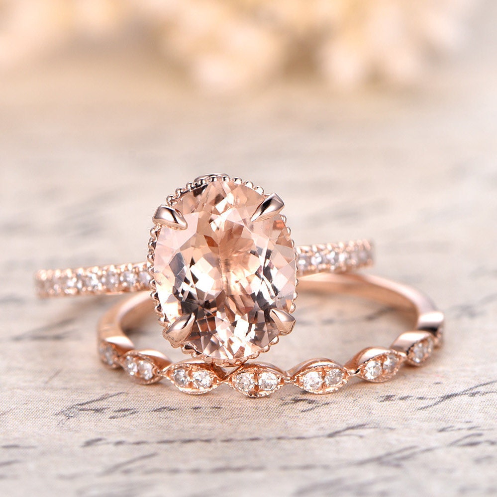 9x11mm-oval-cut-morganite-engagement-ring-set-2pcs-14k-rose-gold-solitaire-half-eternity-diamond-art-deco-band