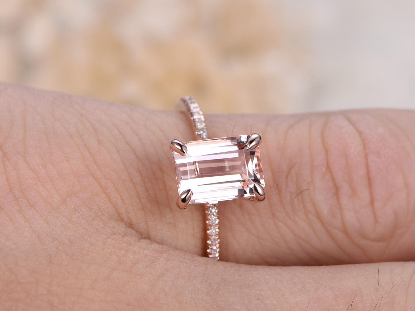 6x8mm-emerald-cut-morganite-engagement-ring-14k-rose-gold-solitaire-diamond-half-eternity