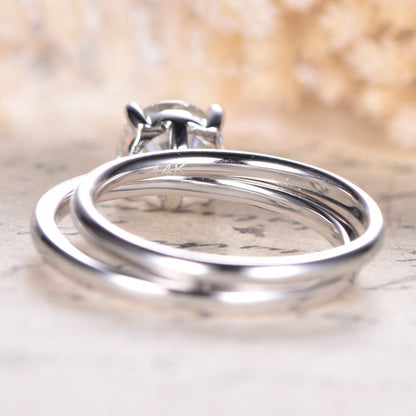 6.5mm-round-cut-moissanite-engagement-ring-set-2pcs-14k-white-gold-plain-band-solitaire-design