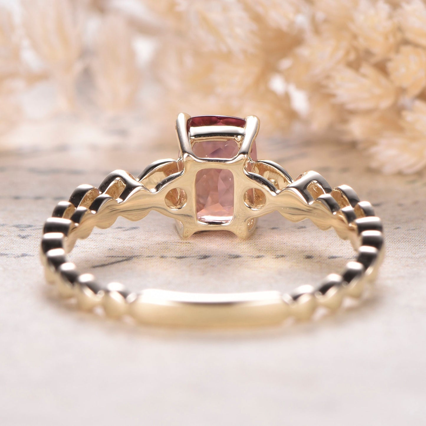 5x7mm-cushion-cut-pink-tourmaline-engagement-ring-14k-yellow-gold-diamond-accent-solitaire-design