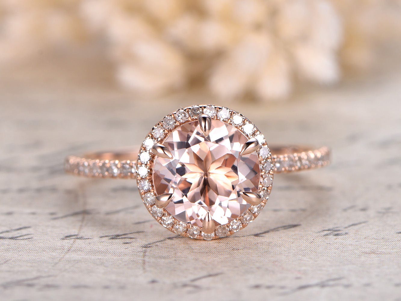 8mm-round-cut-morganite-engagement-ring-14k-rose-gold-pave-band-halo-diamond-6-prongs-set