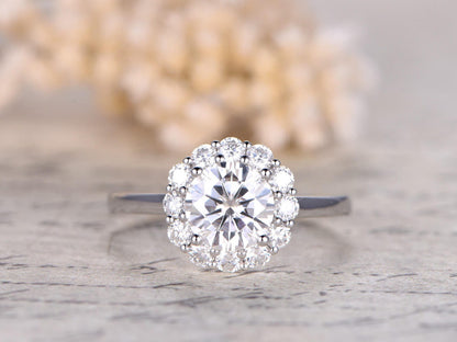 7mm-round-cut-moissanite-engagement-ring-14k-white-gold-full-cut-moissanite-plain-band-flower-design