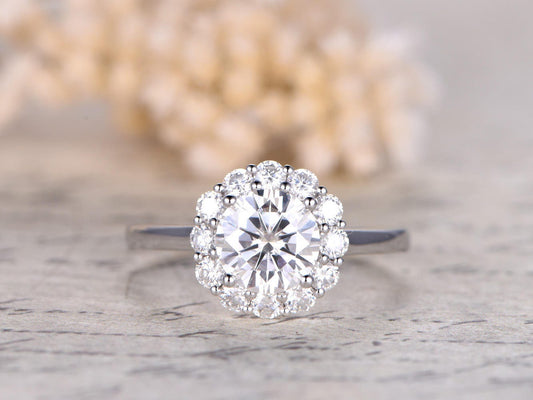7mm-round-cut-moissanite-engagement-ring-14k-white-gold-full-cut-moissanite-plain-band-flower-design