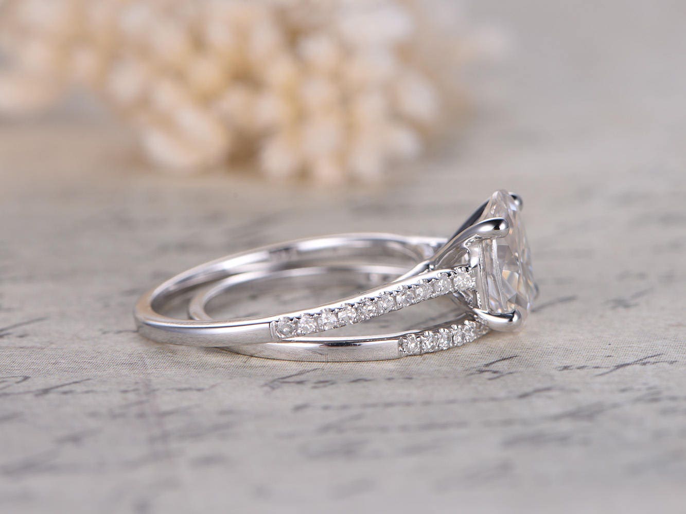 6x8mm-oval-cut-moissanite-engagement-ring-set-2pcs-solid-14k-white-gold-diamond-half-eternity-diamond-thin-band