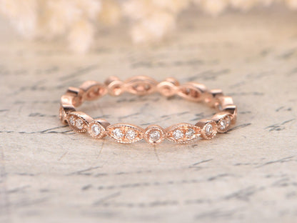 diamond-wedding-band-14k-rose-gold-full-eternity-band-milgrain-art-deco-marquise-dot-design