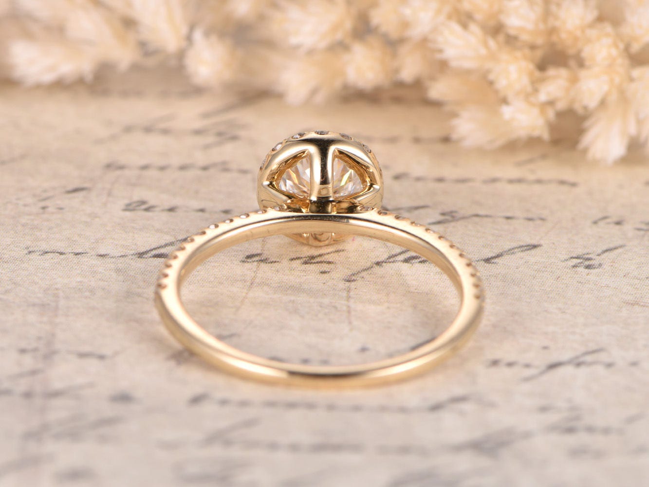 5mm-round-cut-moissanite-engagement-ring-14k-yellow-gold-diamond-halo-half-eternity-band