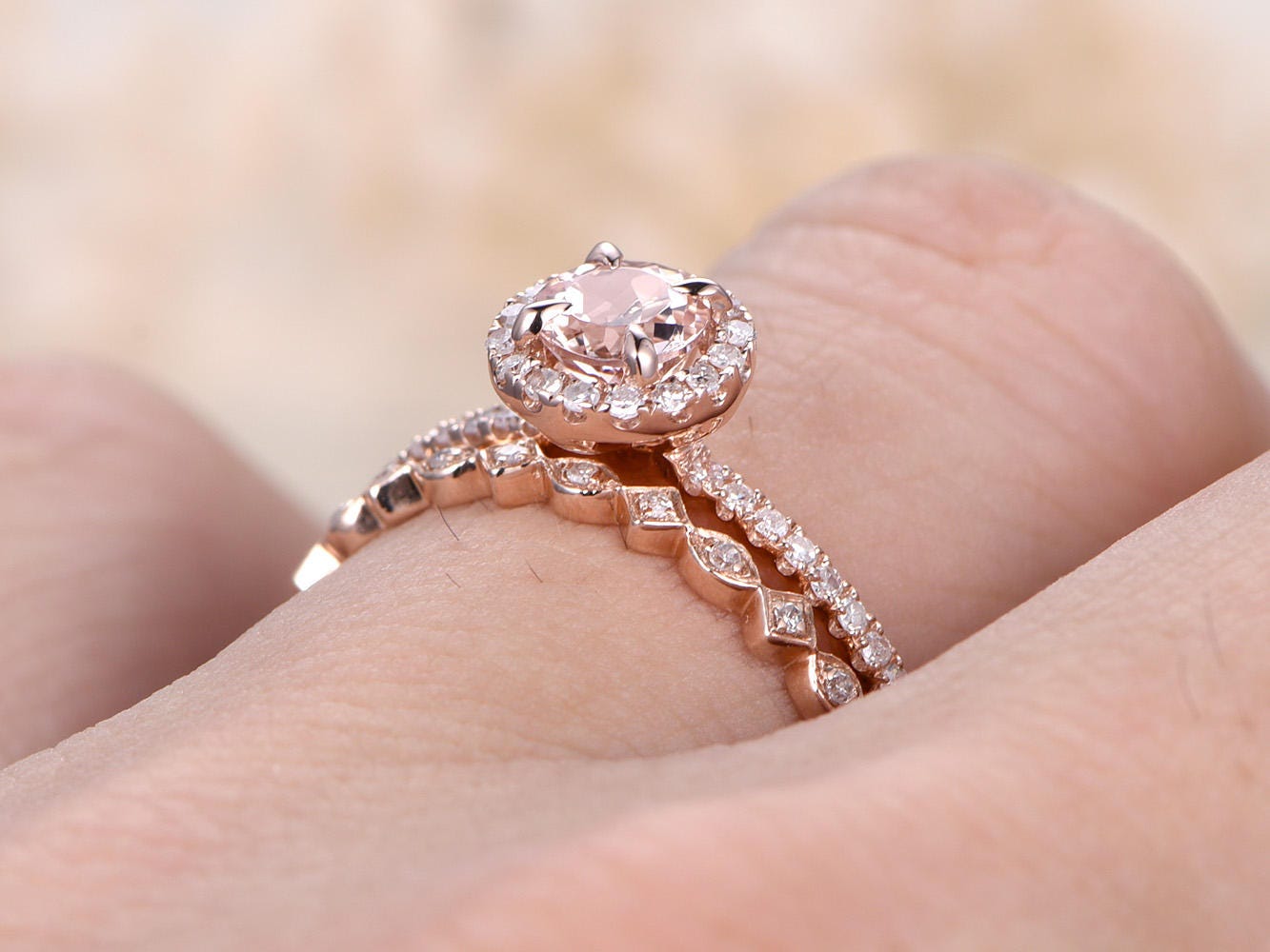 5mm-round-cut-morganite-engagement-ring-set-2pcs-14k-rose-gold-diamond-halo-full-eternity-matching-band