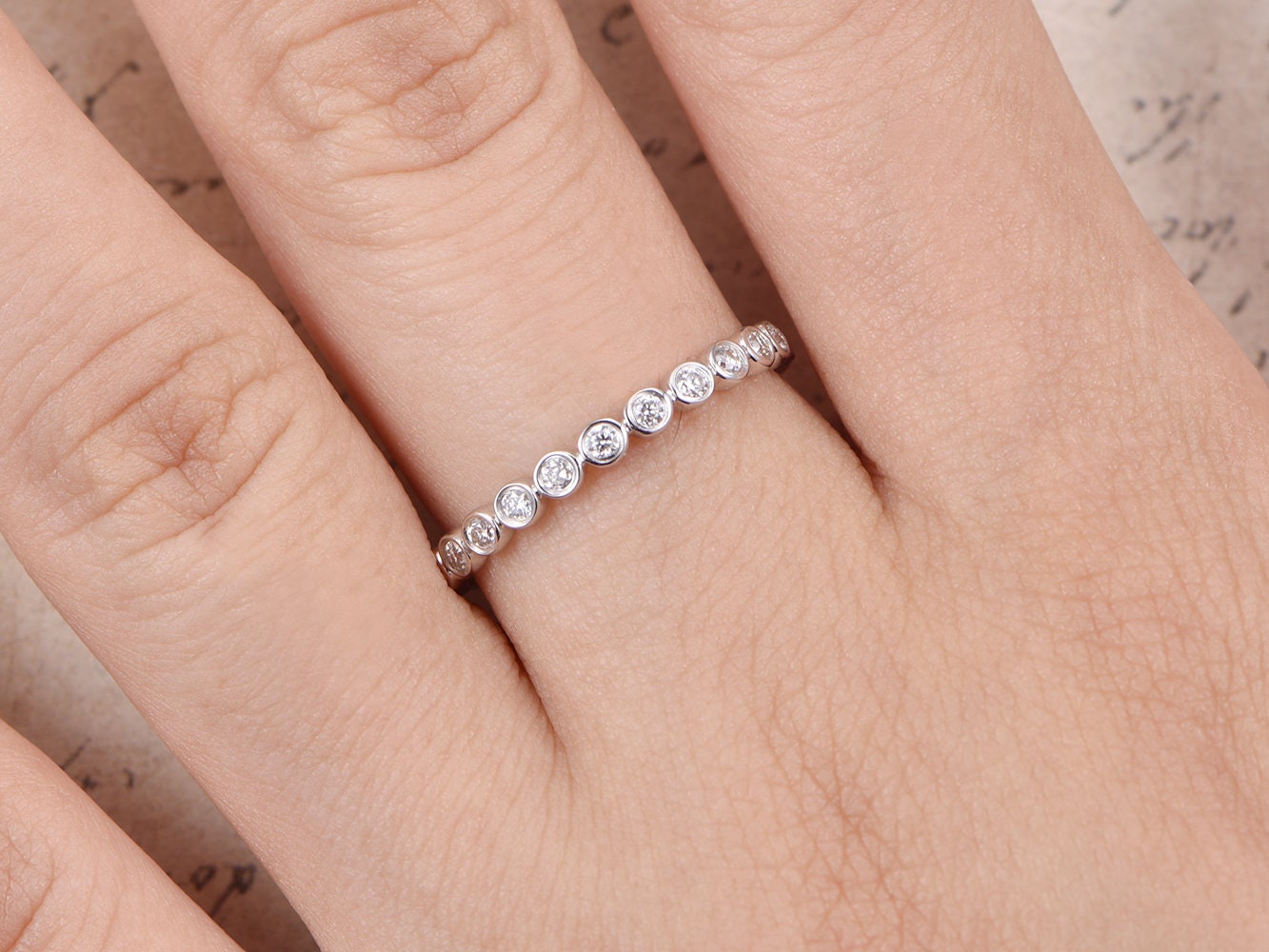 Свадебное кольцо SI Diamonds из белого золота 14K с бриллиантами, обручальное кольцо с бриллиантами, кольцо «Вечность» с бриллиантами, женское обручальное кольцо с бриллиантами.