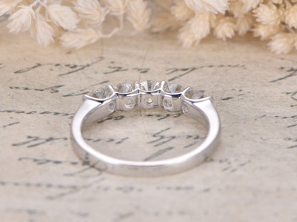 Alliance en moissanite, demi-alliance en or blanc 14 carats, bague de fiançailles en moissanite, bague empilable, bague en moissanite de 3 mm, bague décorative en moissanite