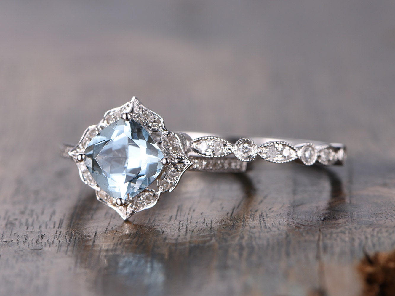 7mm-cushion-cut-aquamarine-engagement-ring-set-2pcs-vintage-floral-14k-white-gold-diamond-halo-art-deco-matching-band