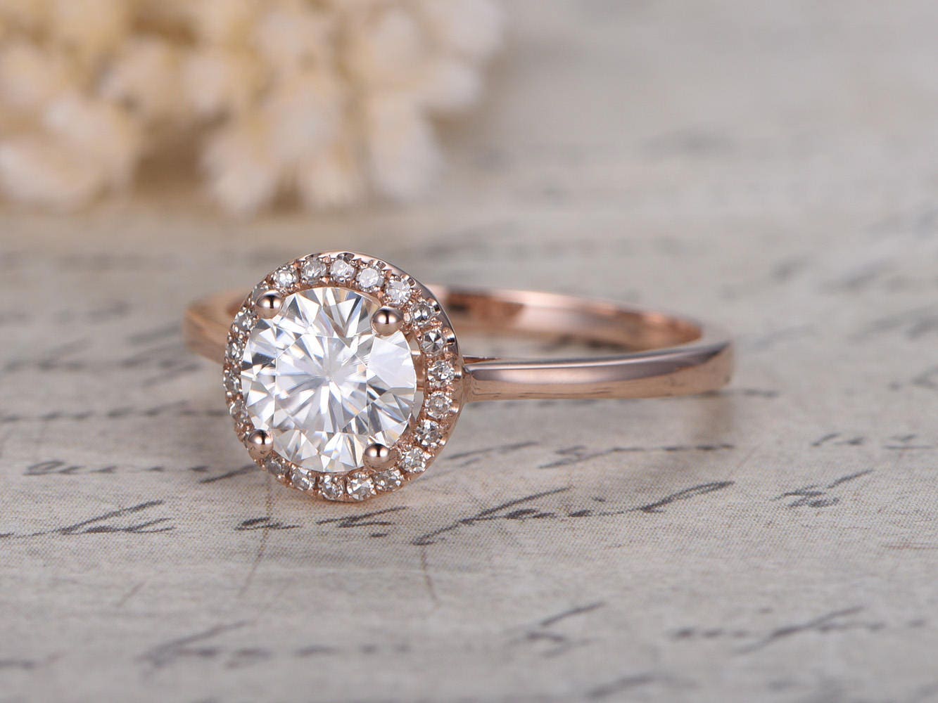 6.5mm-round-cut-moissanite-engagement-ring-diamond-ring-solid-14k-rose-gold-diamond-halo-plain-band