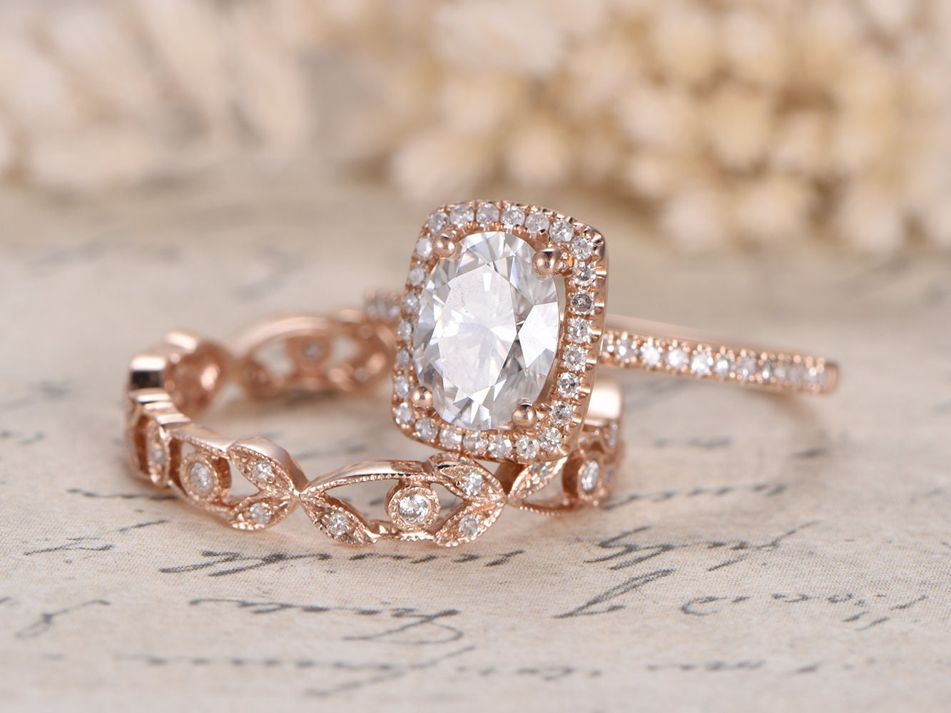 6x8mm-oval-cut-moissanite-engagement-ring-set-2pcs-14k-rose-gold-halo-diamond-floral-full-eternity-band