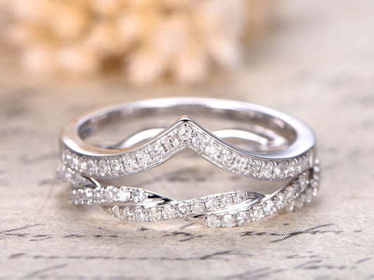 diamond-wedding-bands-set-2pcs-14k-white-gold-full-eternity-band-and-curved-v-shape-band