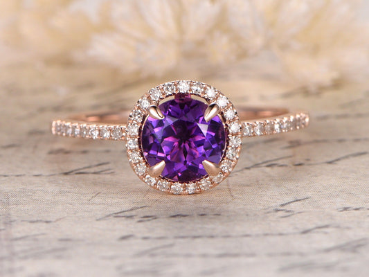 6.5mm-round-cut-amethyst-engagement-ring-14k-rose-gold-diamond-halo-half-eternity-design