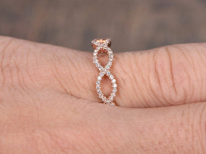 Twist Diamond Wedding Band 14K Rose Gold Floral Design