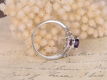 6x8mm-oval-cut-amethyst-engagement-ring-14k-white-gold-butterfly-design-diamond-half-eternity