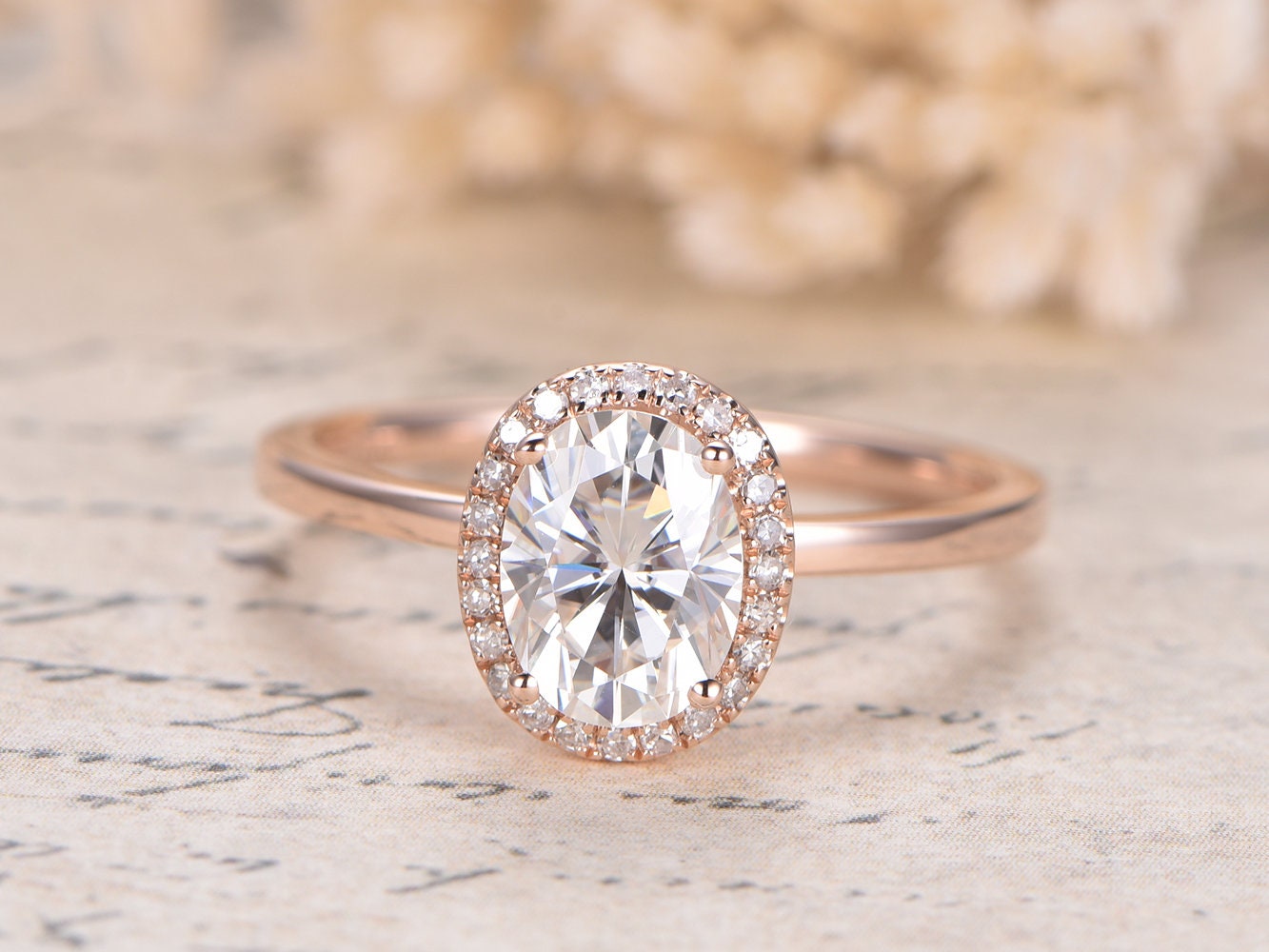 6x8mm-oval-cut-moissanite-engagement-ring-14k-rose-gold-diamond-halo-design-plain-dainty-band